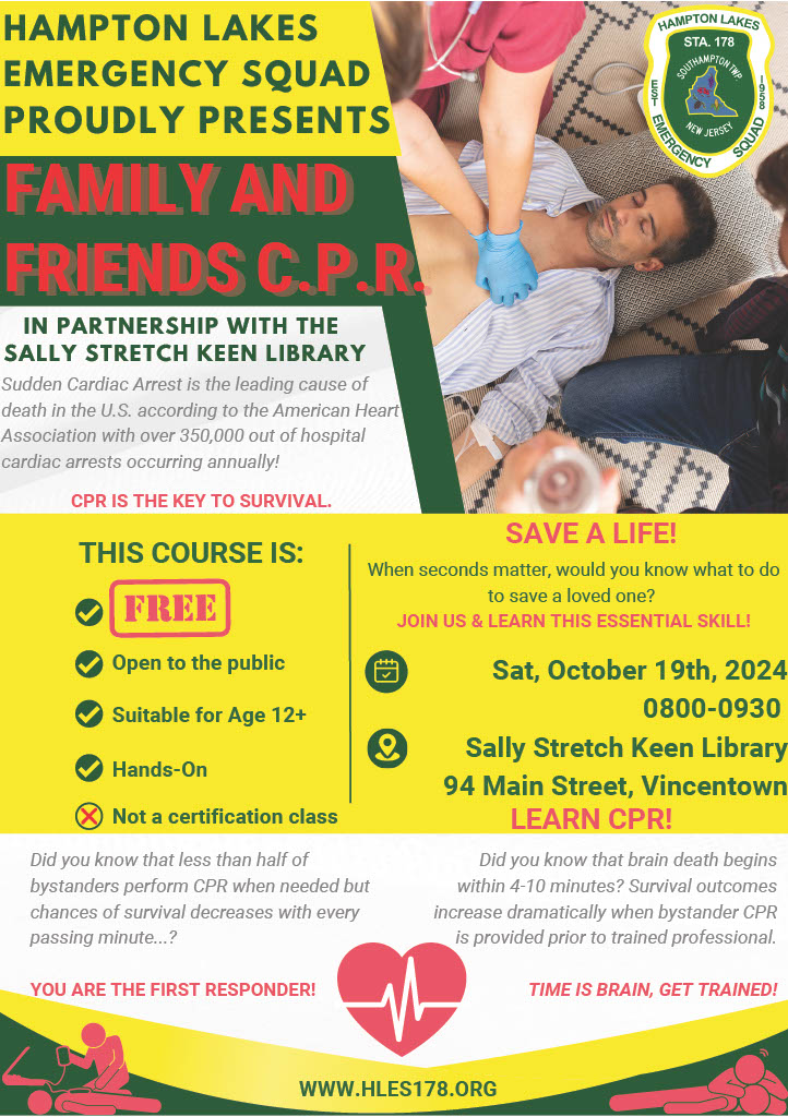 FRIENDS AND FAMILY CPR CLASS Sally Stretch Keen Memorial Library
